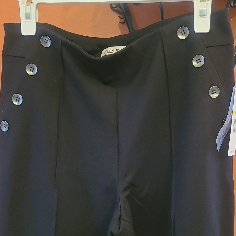 Nanette Lepore Black Pants Button-Detail Pull On Stretch Size Medium - Picture 10 of 10